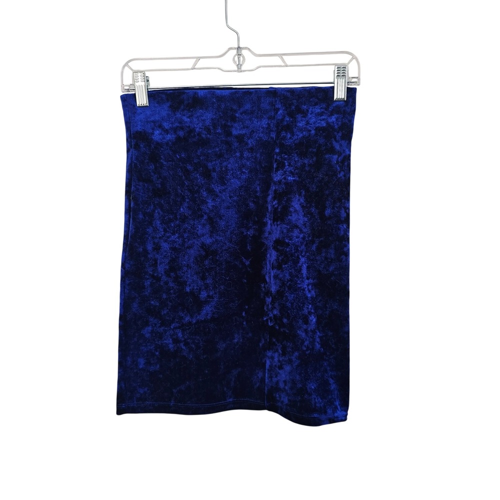 Royal Blue Crushed Velvet Mini Skirt
